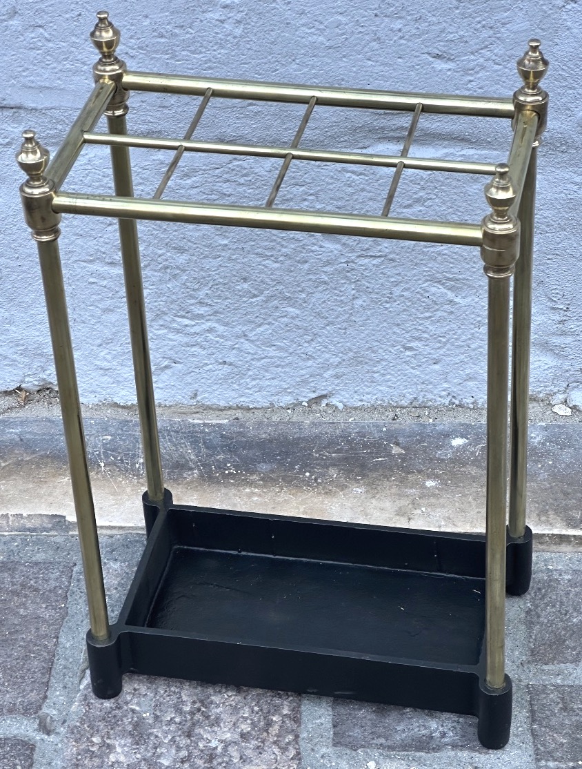 19th-century Polished Brass Umbrella And Cane Stand With 6 Compartments -photo-1
