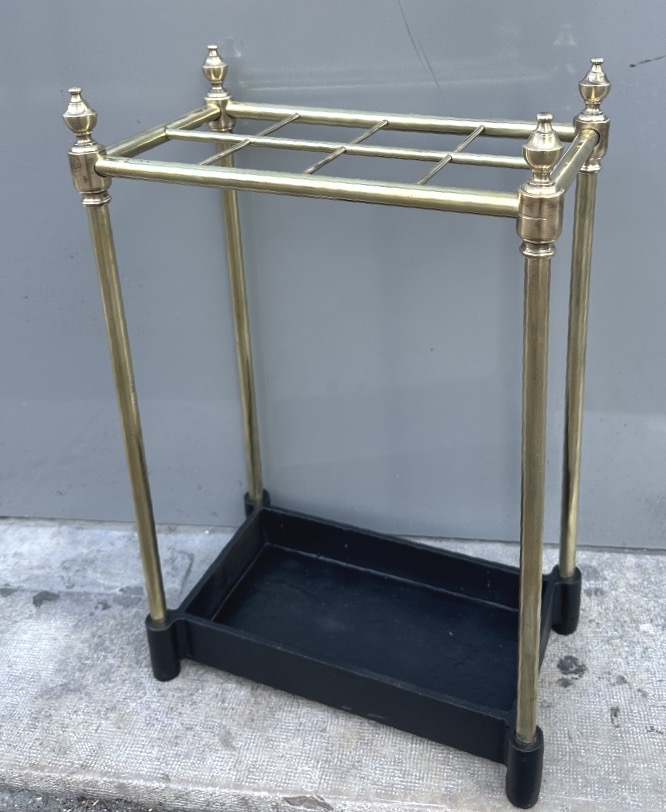 19th-century Polished Brass Umbrella And Cane Stand With 6 Compartments 
