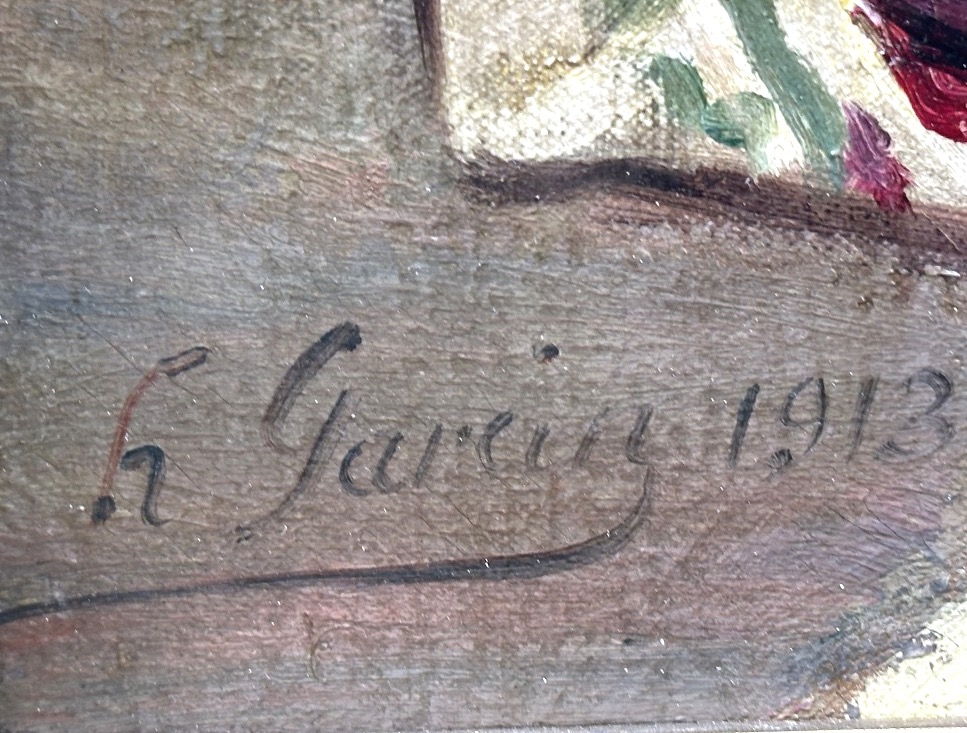 Atelier d’artiste Grande huile H. GARCIA 1913 signé collectionneur en très bon état-photo-2