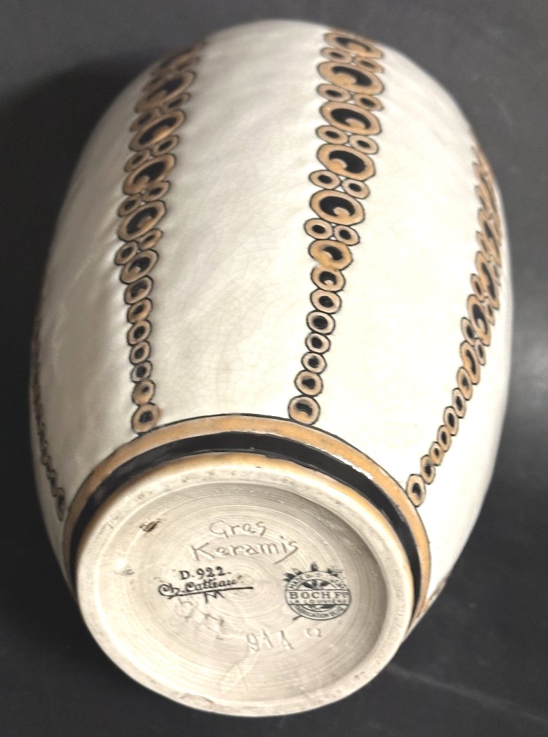 Charles Catteau Large Keramis Vase By Boch Frères, La Louvière, D922, Signed Stoneware-photo-2