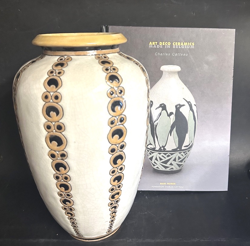 Charles Catteau Large Keramis Vase By Boch Frères, La Louvière, D922, Signed Stoneware-photo-4