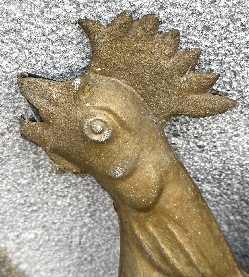 Ancien coq de clocher girouette XIXe en zinc doré Art populaire-photo-3