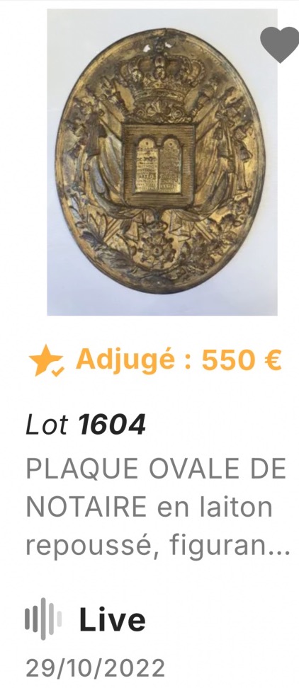 RARE plaque de Notaire Époque Monarchie de Juillet 1830-1848 Louis Philippe couronne -photo-7