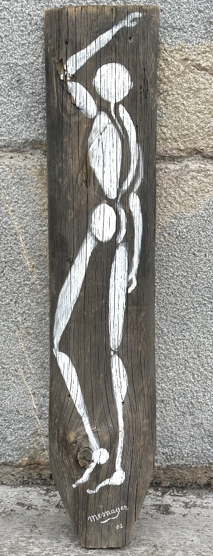 Jérôme MESNAGER Huile sur bois Homme en blanc Street Art Groupe Zig Zag 