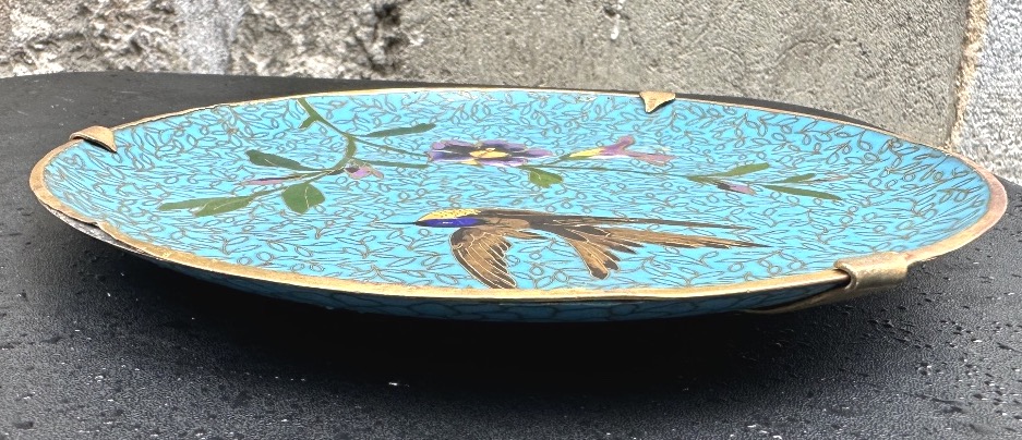 Assiette / petit plat XIXe émail cloisonné Japon Meiji émaux cloisonnés-photo-4