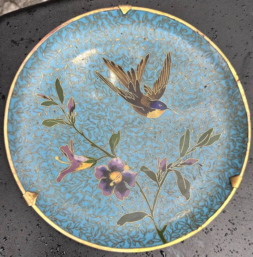 Assiette / petit plat XIXe émail cloisonné Japon Meiji émaux cloisonnés