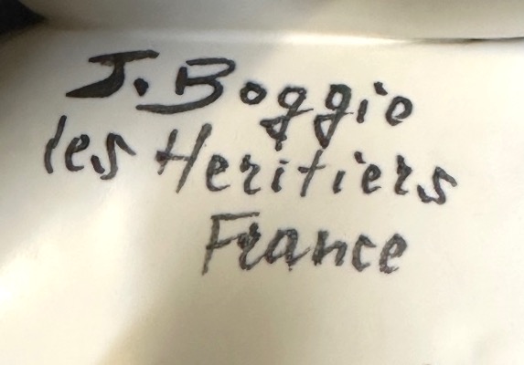 Jean BOGGIO pour Les Héritiers Chandelier double en céramique blanche signé Korrigans-photo-3