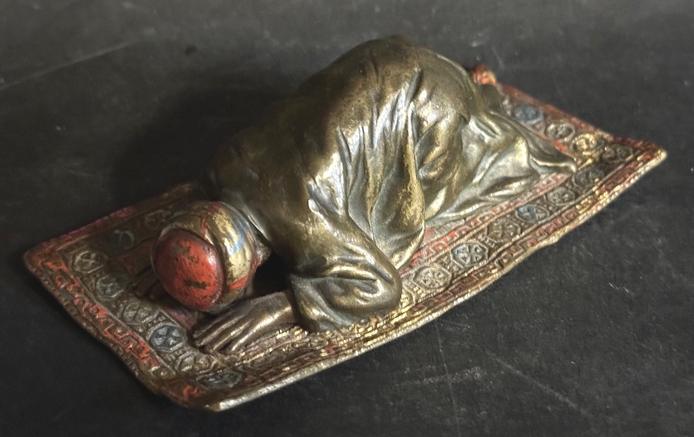 Franz Xavier BERGMANN 1861-1936 LA PRIÈRE bronze de Vienne orientaliste signé Namaz arabe Islam-photo-2