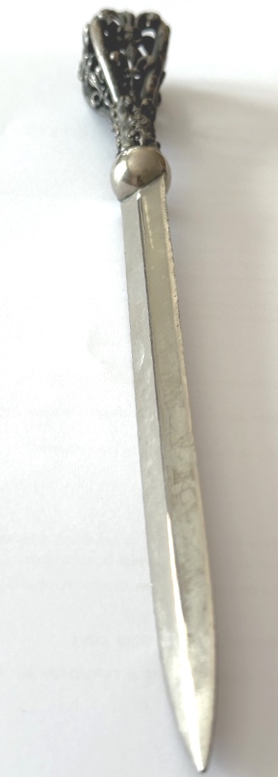 Rare coupe papier fin 19e FLEUR DE LYS Royauté ouvre lettre coupe-papier-photo-2