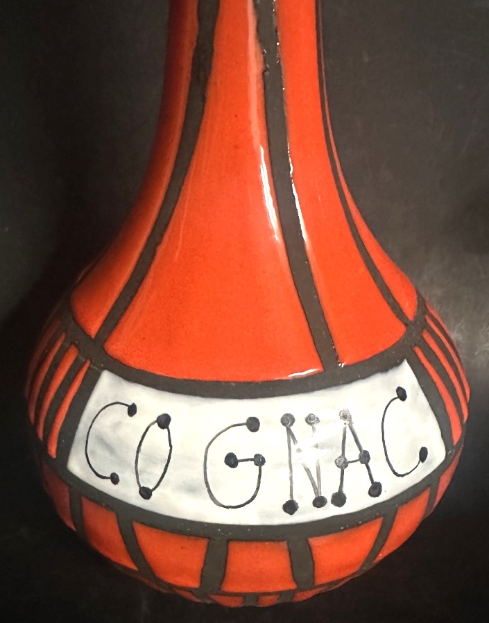 Roger CAPRON 1922-2006 grand vase bouteille 1955 Vallauris signé rouge -photo-1