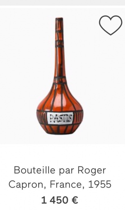 Roger CAPRON 1922-2006 grand vase bouteille 1955 Vallauris signé rouge -photo-4