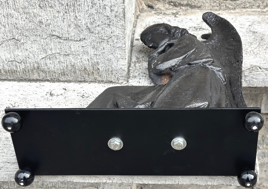 Important ANGE ANNONCIATEUR sculpture 19e en fonte sur base -photo-4