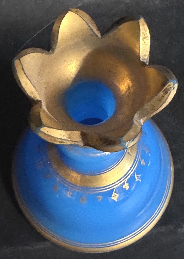Élégant flacon de bain ou parfum 19e en opaline bleu turquoise carafe de toilette Charles X -photo-2