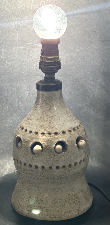 Georges PELLETIER 1938-2024 pied de lampe en céramique ajourée 1960 en très bon état-photo-2