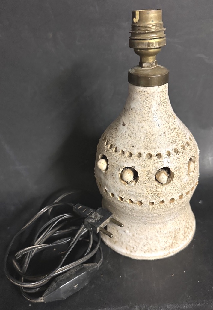 Georges PELLETIER 1938-2024 pied de lampe en céramique ajourée 1960 en très bon état-photo-1