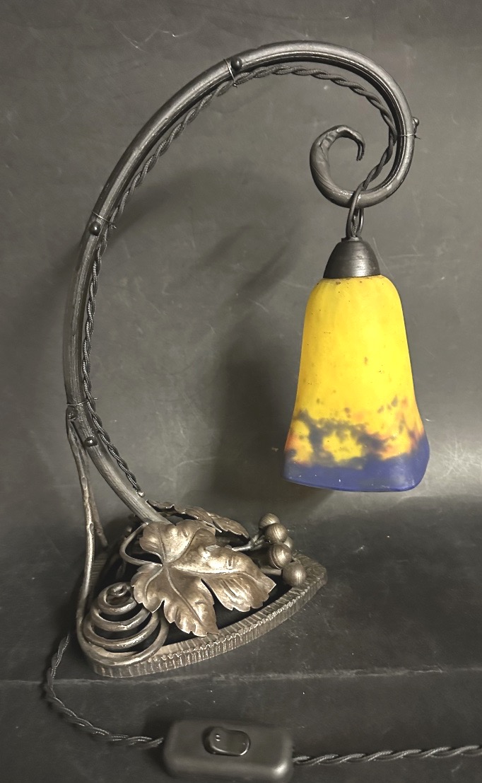 Lampe MULLER Frères vers 1910 en très bon état Art Nouveau.-photo-2