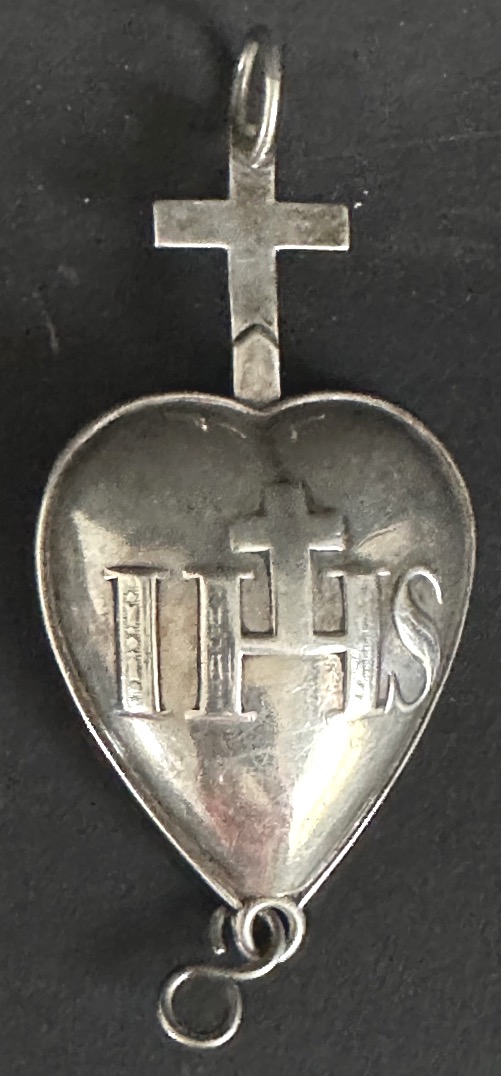 EX VOTO XIXe en argent massif Sacré-Cœur dévotion religieuse
