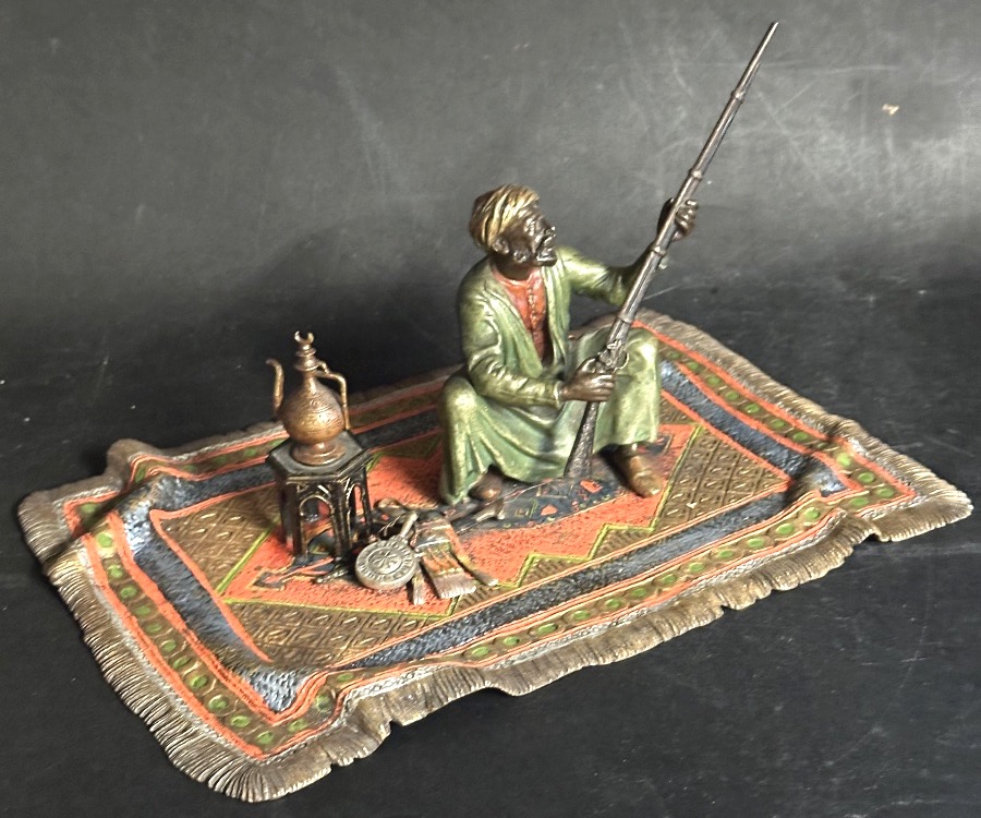 Grand bronze de Vienne époque 1900 Franz Xavier BERGMANN oriental Avant la fantasia -photo-4