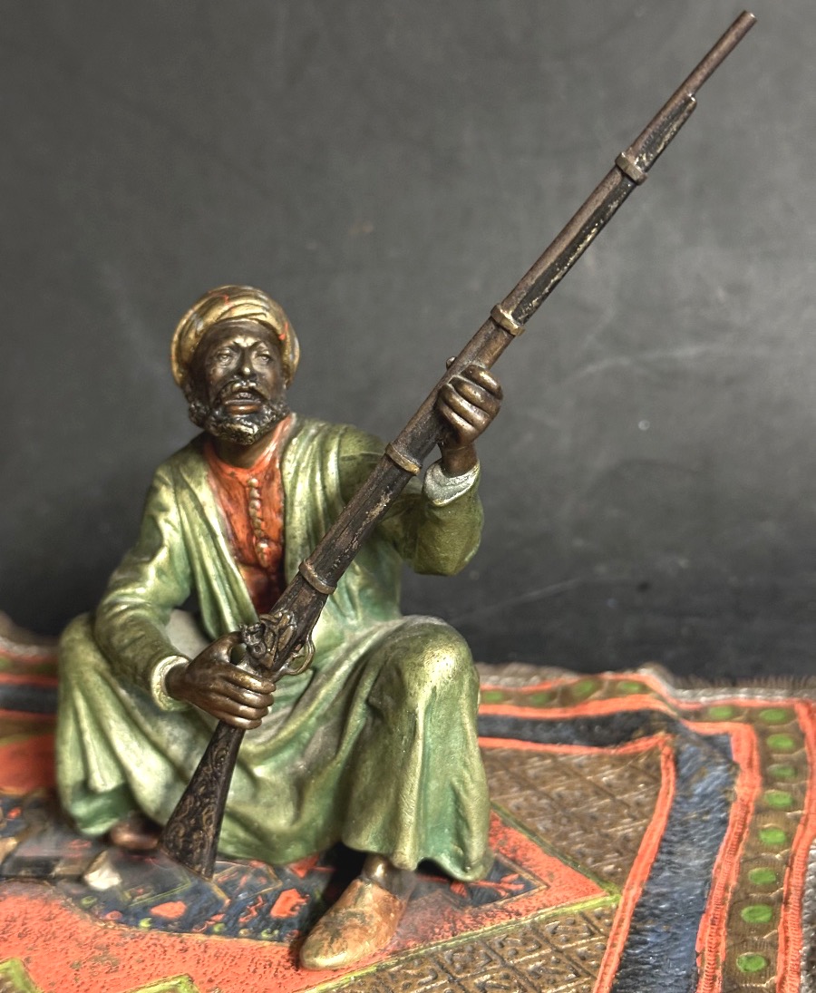 Grand bronze de Vienne époque 1900 Franz Xavier BERGMANN oriental Avant la fantasia -photo-1