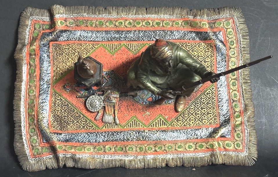 Grand bronze de Vienne époque 1900 Franz Xavier BERGMANN oriental Avant la fantasia -photo-5