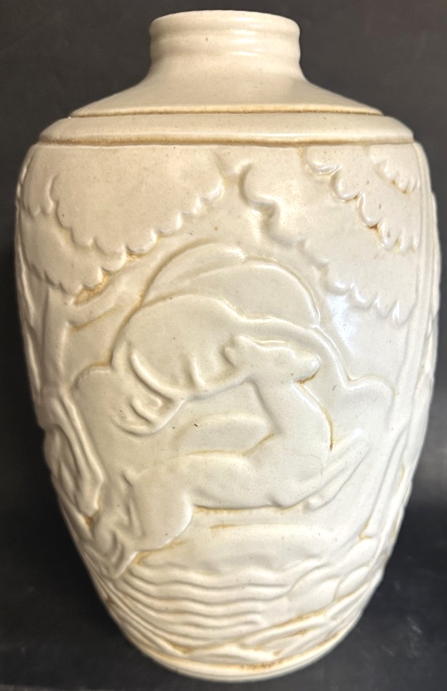 MOUGIN Frères Vase en grès Cavaliers Gaston VENTRILLON 1930 Art Deco -photo-2