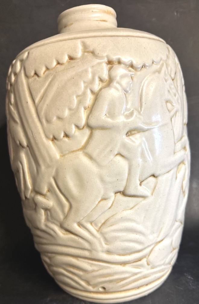 MOUGIN Frères Vase en grès Cavaliers Gaston VENTRILLON 1930 Art Deco -photo-4