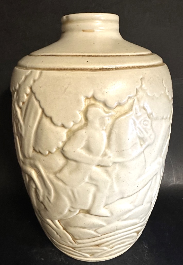 MOUGIN Frères Vase en grès Cavaliers Gaston VENTRILLON 1930 Art Deco 