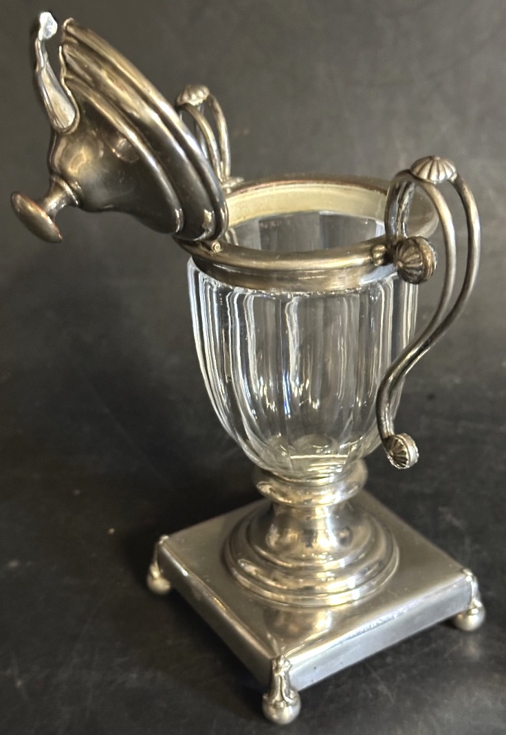 Mustard Jar, Circa 1830, By Charles Balaine, Silversmith; Silver-plated; Paris; Cut Crystal -photo-3