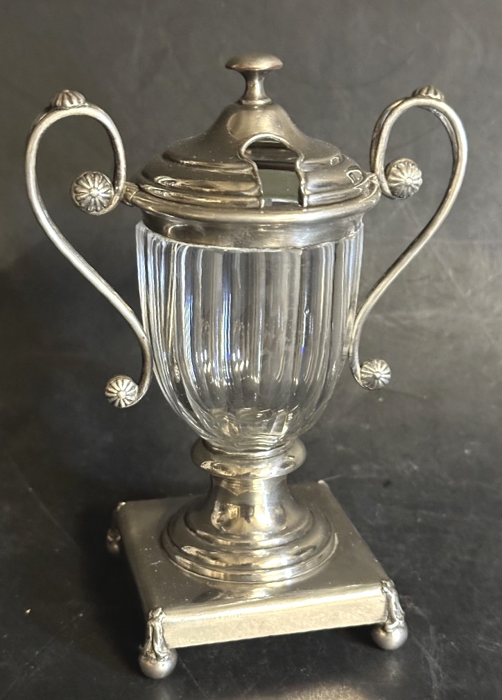 Mustard Jar, Circa 1830, By Charles Balaine, Silversmith; Silver-plated; Paris; Cut Crystal 