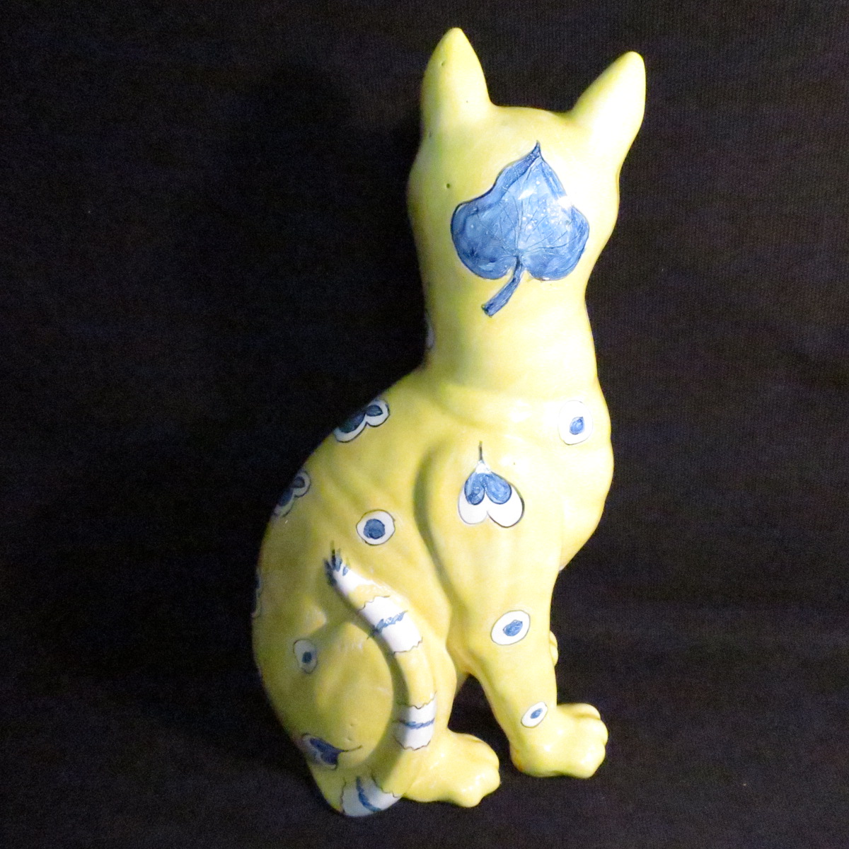 Emile GallÉ Cat In Glazed Faience Art Nouveau Hearts In Very Good Condition-photo-3