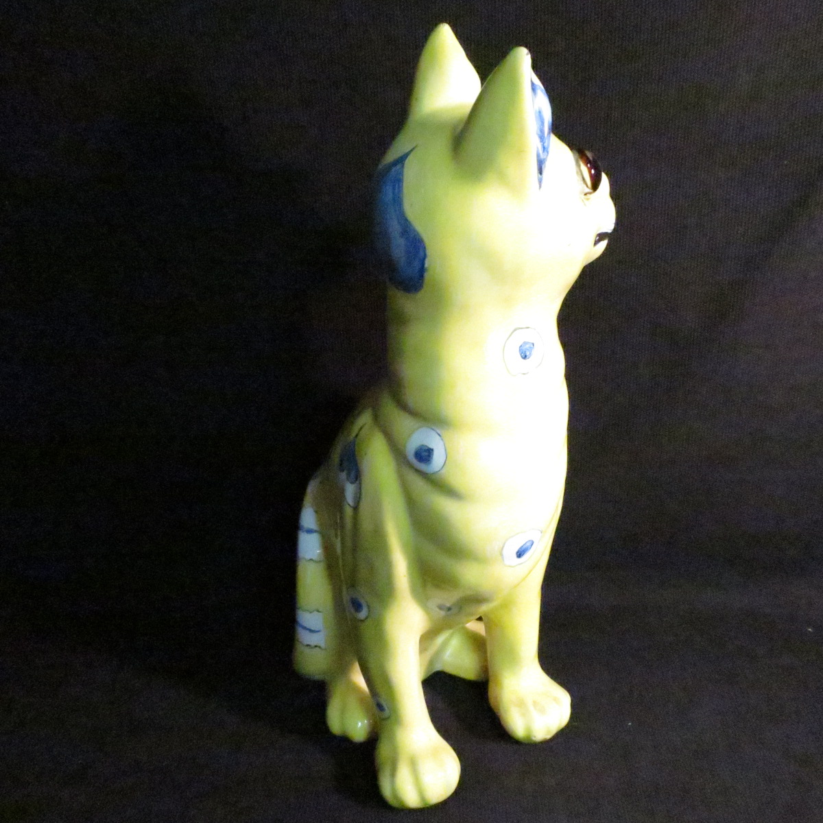Emile GallÉ Cat In Glazed Faience Art Nouveau Hearts In Very Good Condition-photo-1