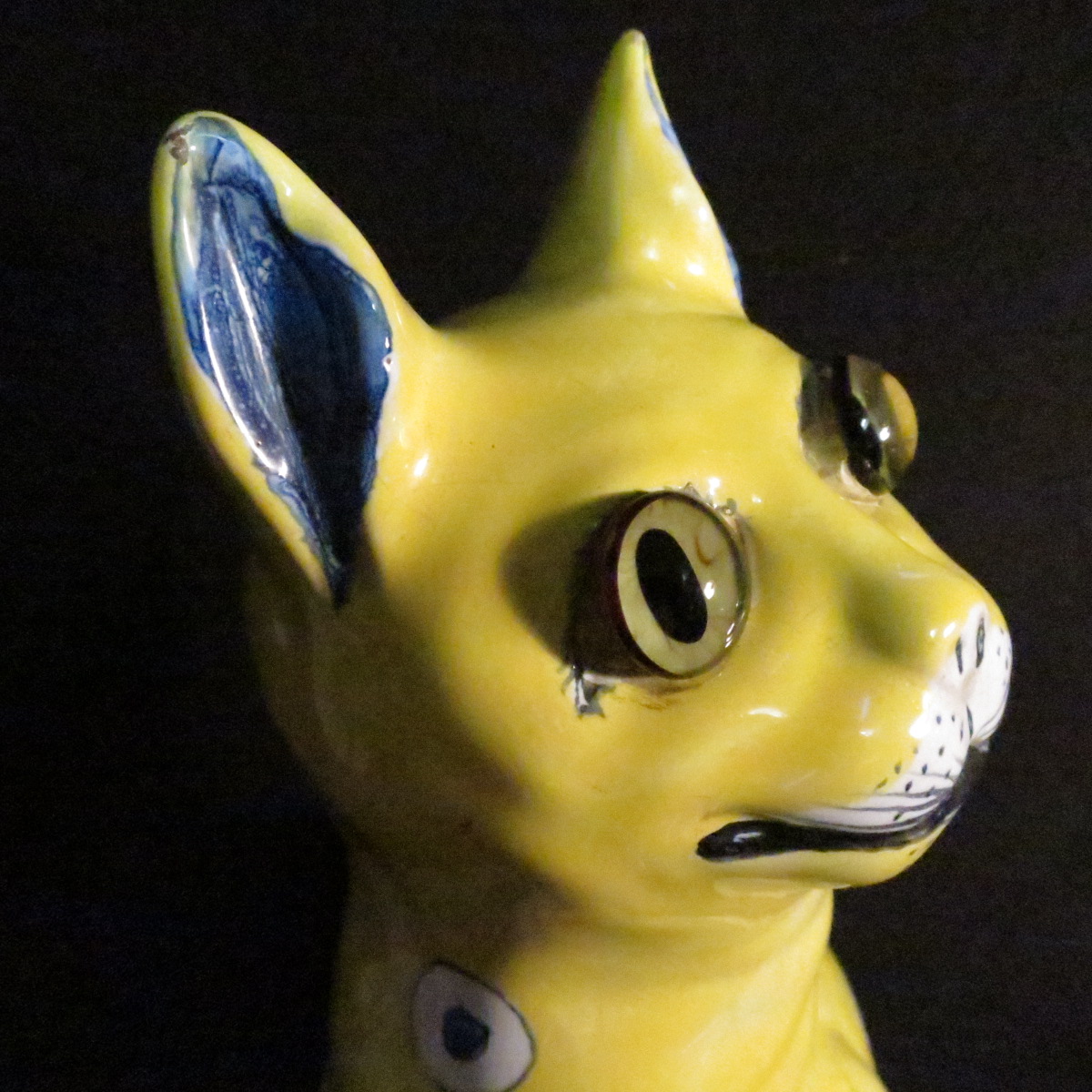 Emile GallÉ Cat In Glazed Faience Art Nouveau Hearts In Very Good Condition-photo-2