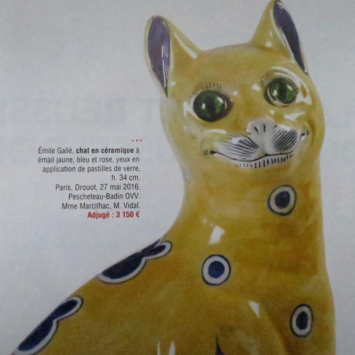 Emile Galle Chat En Faience Emaillee Coeurs Art Nouveau Chat Galle Objets Decoratifs Vases En Faience Ancienne