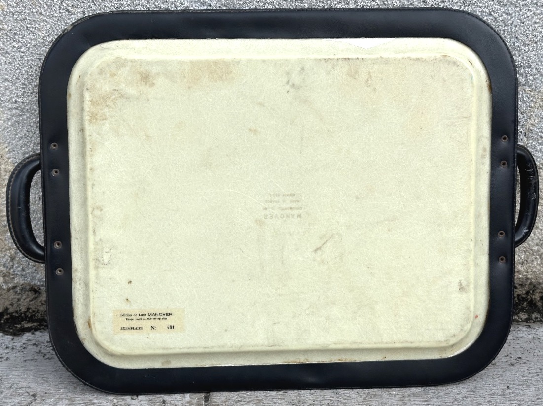 Carzou Vintage Manover Deluxe Edition Numbered Serving Tray, Leather And Fibre, 1960 -photo-3
