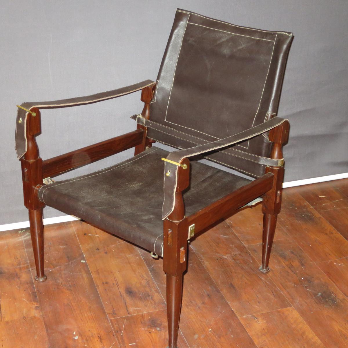 Kaare KLINT fauteuil SAFARI en cuir et palissandre-photo-3