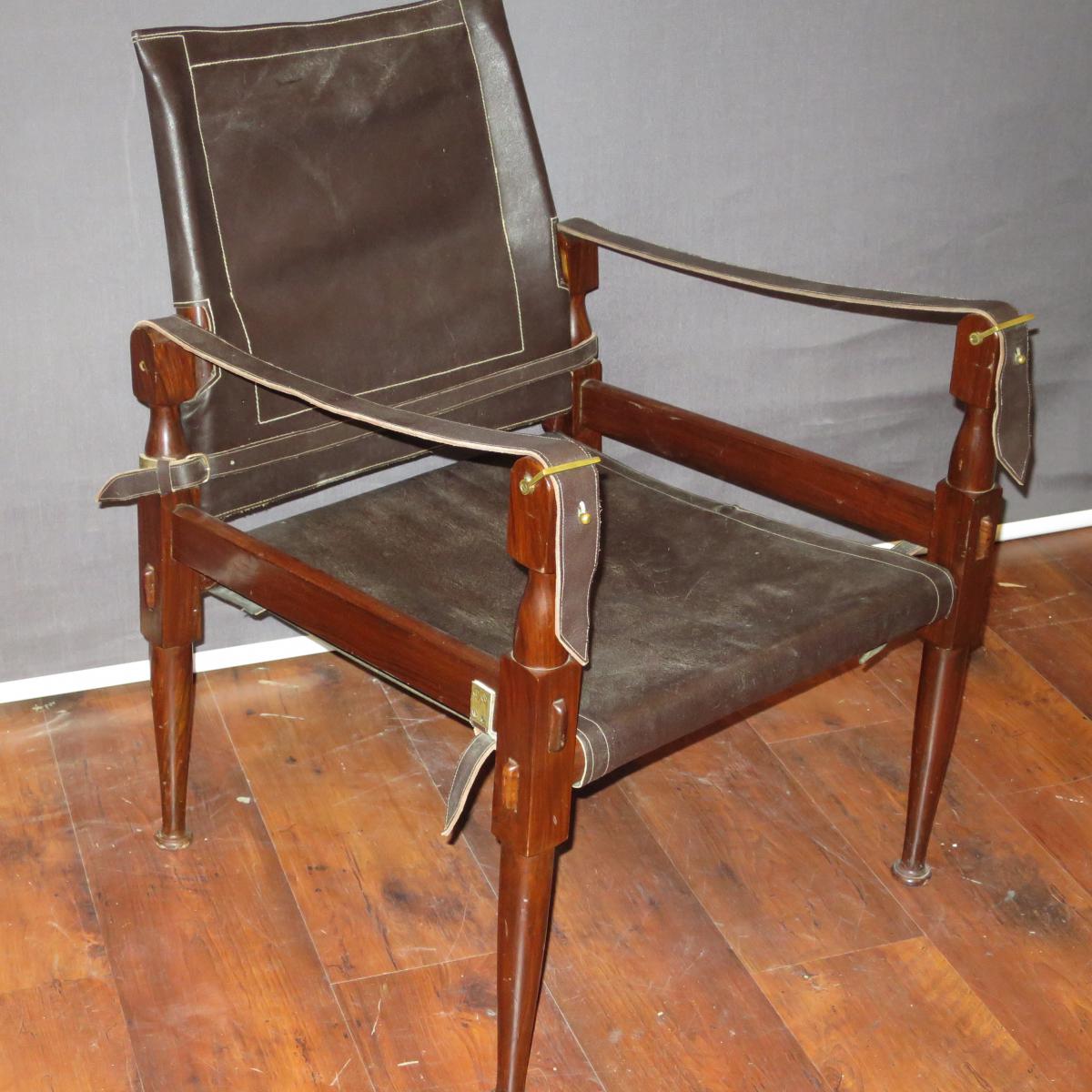 Kaare KLINT fauteuil SAFARI en cuir et palissandre-photo-2