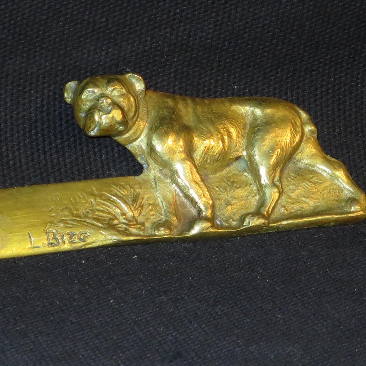 L. Bize Bowl Paper Bronze Bulldog Dog Dog Bronzier Charles Gautier Paper Cutter