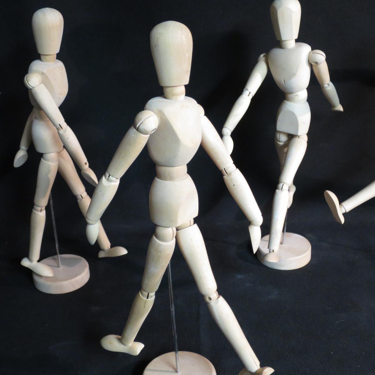 X4 MANNEQUINS D'ETUDE pour artiste en bois articulé mannequin  -photo-4