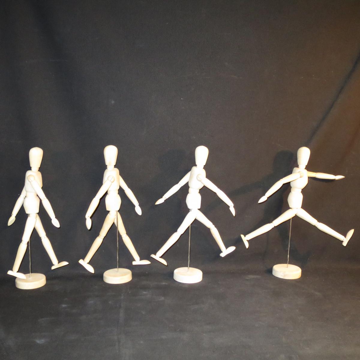 X4 MANNEQUINS D'ETUDE pour artiste en bois articulé mannequin  -photo-2