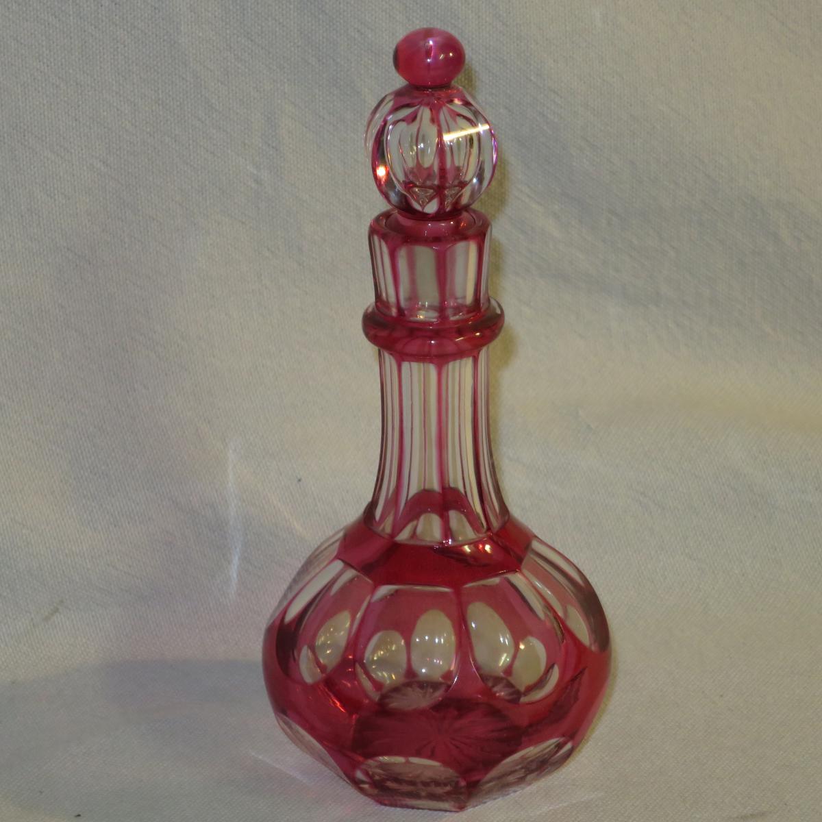 SAINT LOUIS 4 pieces en cristal taillé rouge rubis overlay Saint-Louis St-photo-2