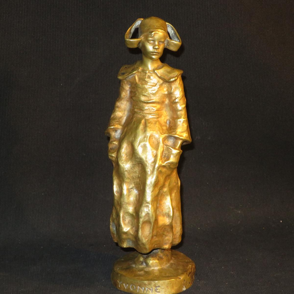 Ruth Milles Statue En Bronze Yvonne Titré Et Signé Suède Pont Aven-photo-2
