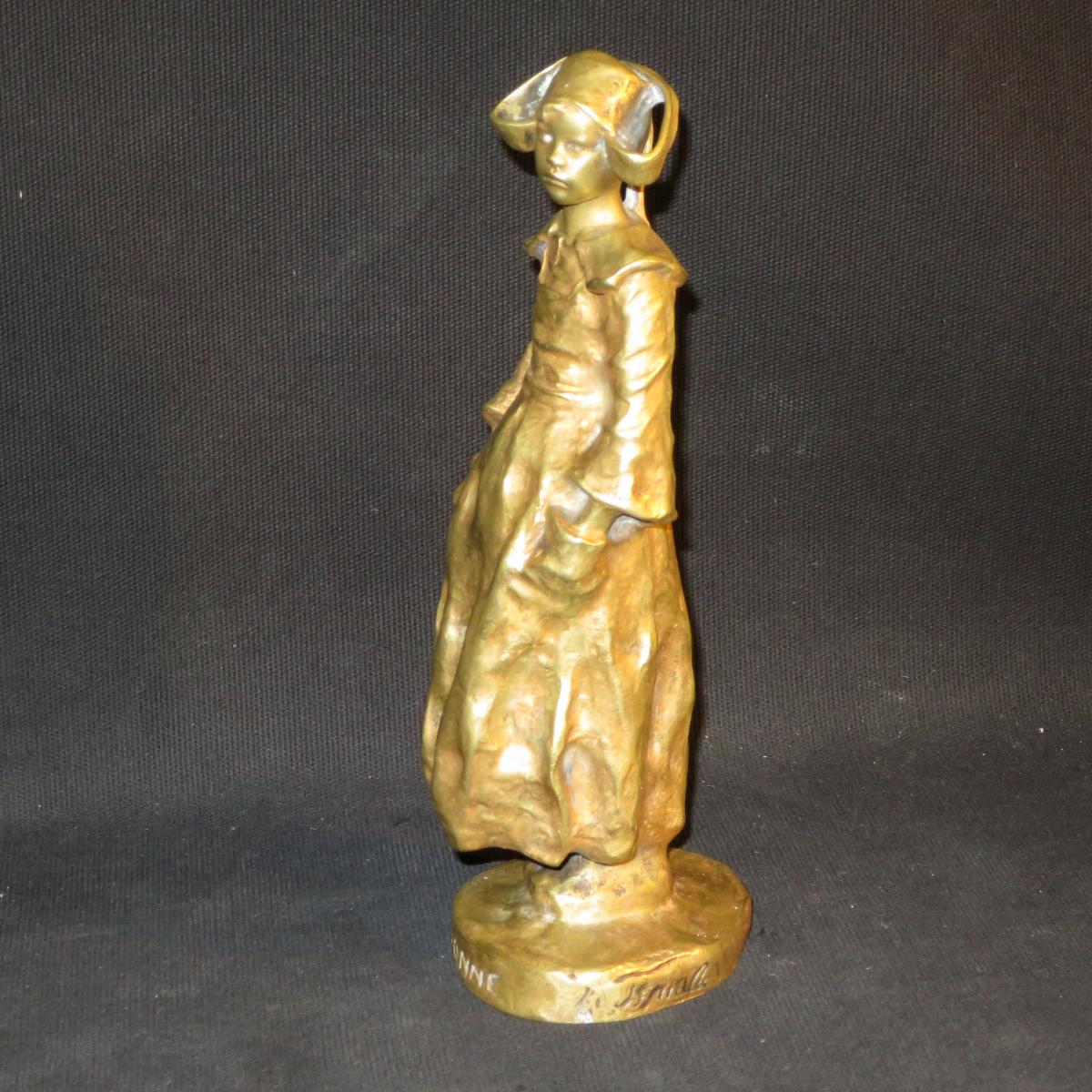 Ruth Milles Statue En Bronze Yvonne Titré Et Signé Suède Pont Aven-photo-1