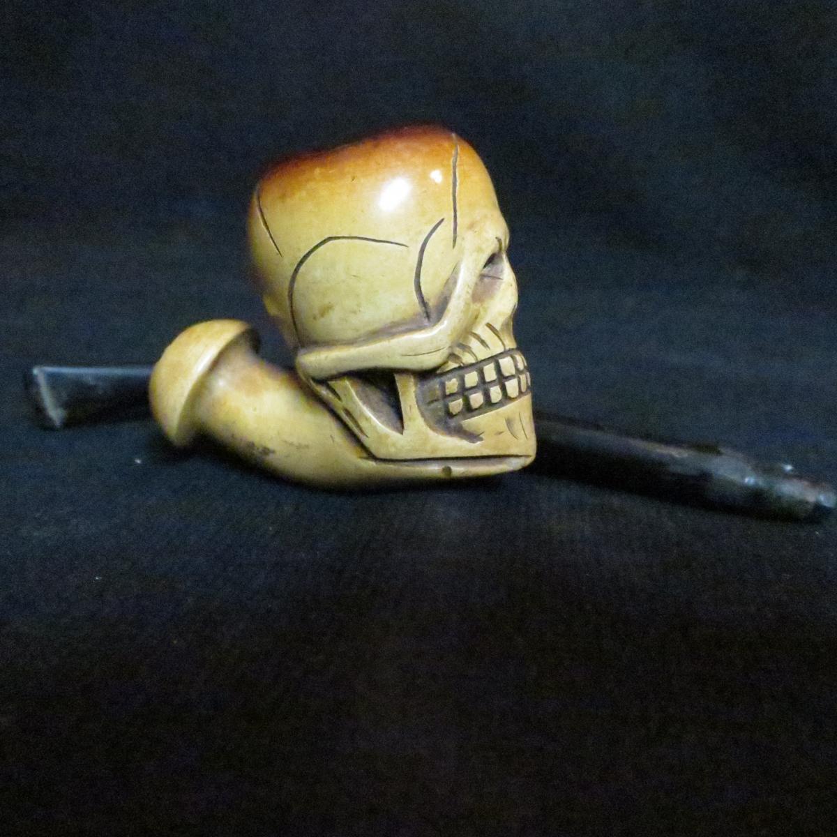 Curious Pipe Vanity Skull Skull In Foam Late Nineteenth Memento Mori-photo-5