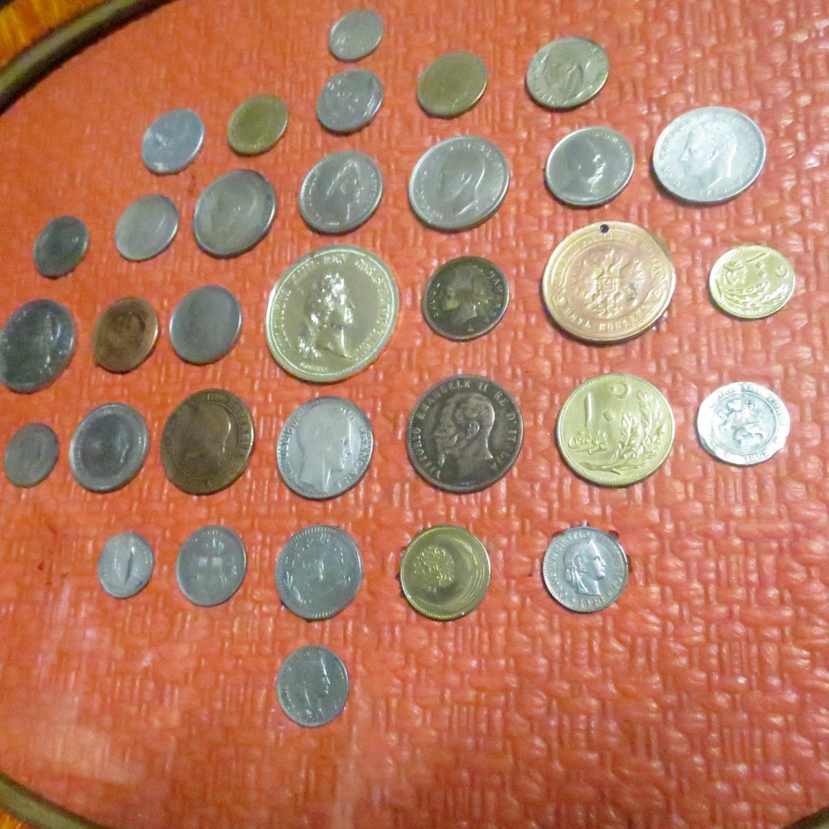 3 encadrements / tableaux de pièces de monnaie et boutons anciens curiosité de pieces-photo-3