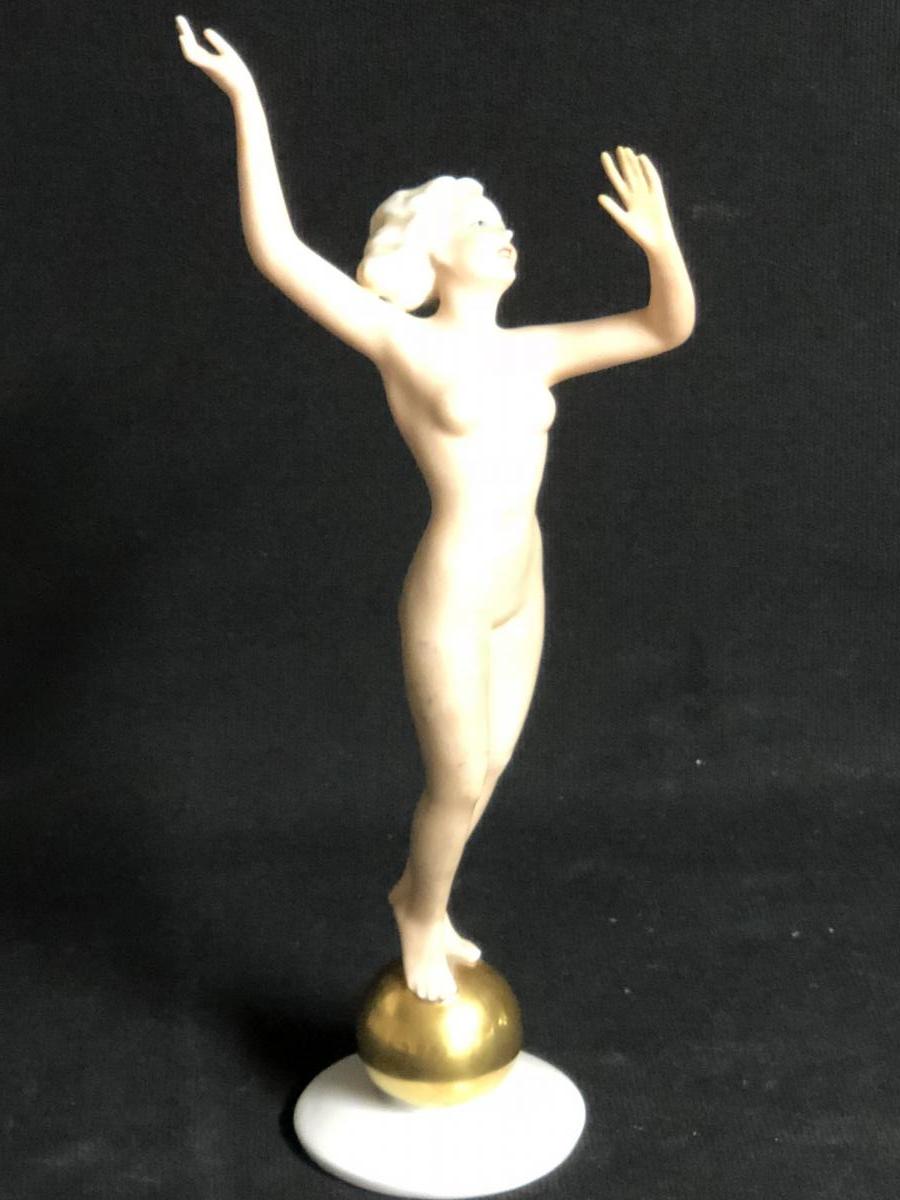 STATUE de DANSEUSE Art Deco porcelaine SCHAUBACH KUNST TBE-photo-3