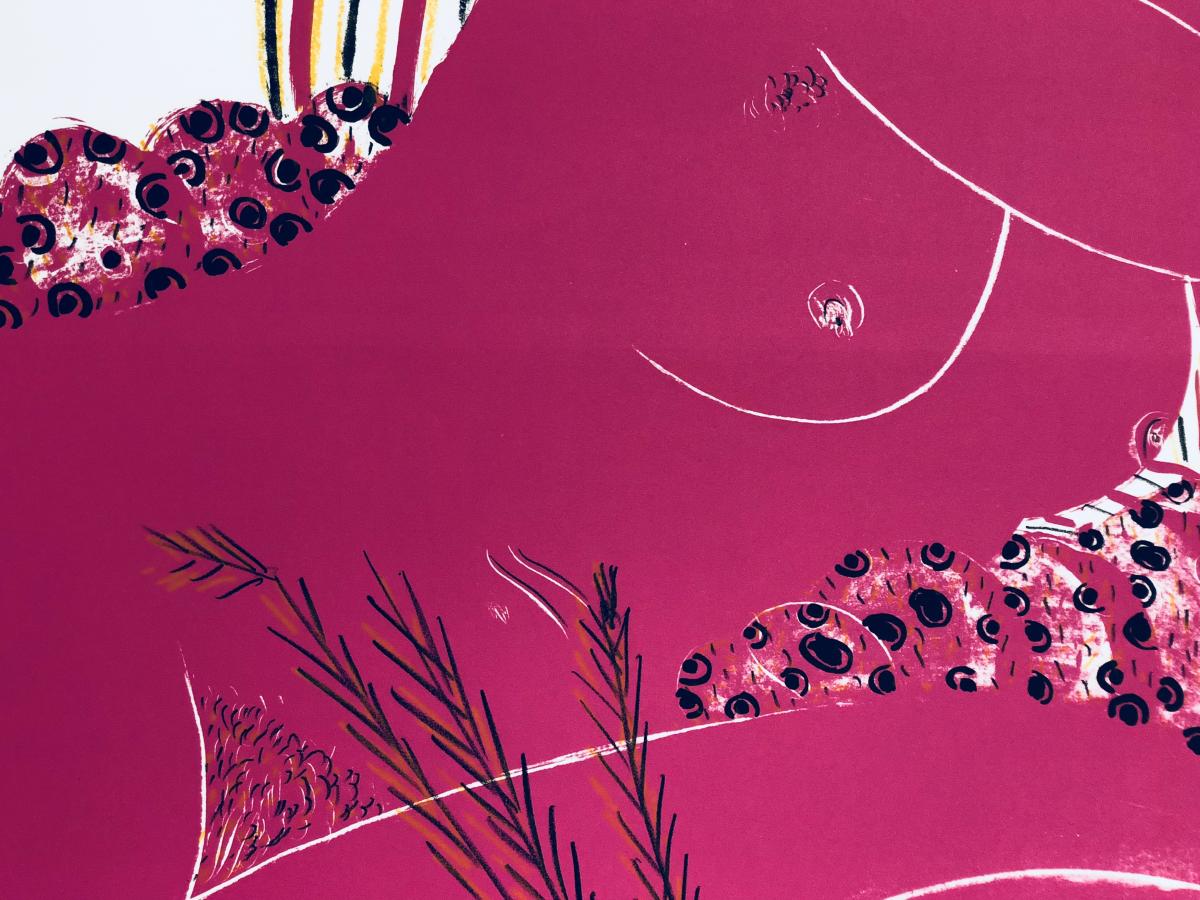 Alecos Fassianos Big Original Serigraph 1982 Greek Artist Perfect Condition -photo-1