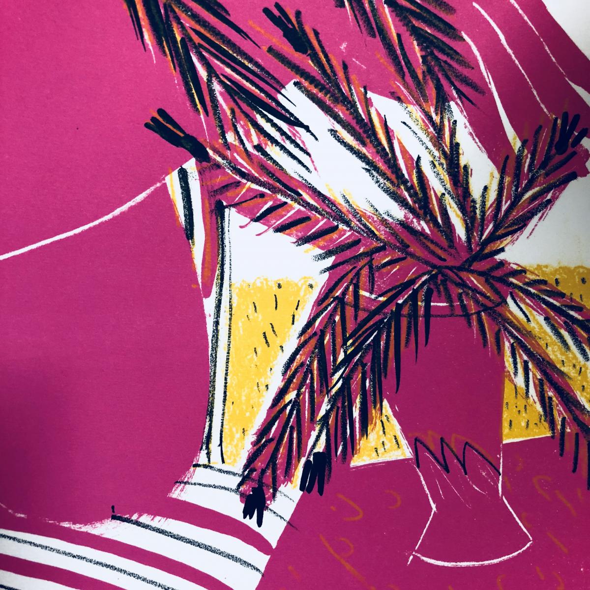 Alecos Fassianos Big Original Serigraph 1982 Greek Artist Perfect Condition -photo-3