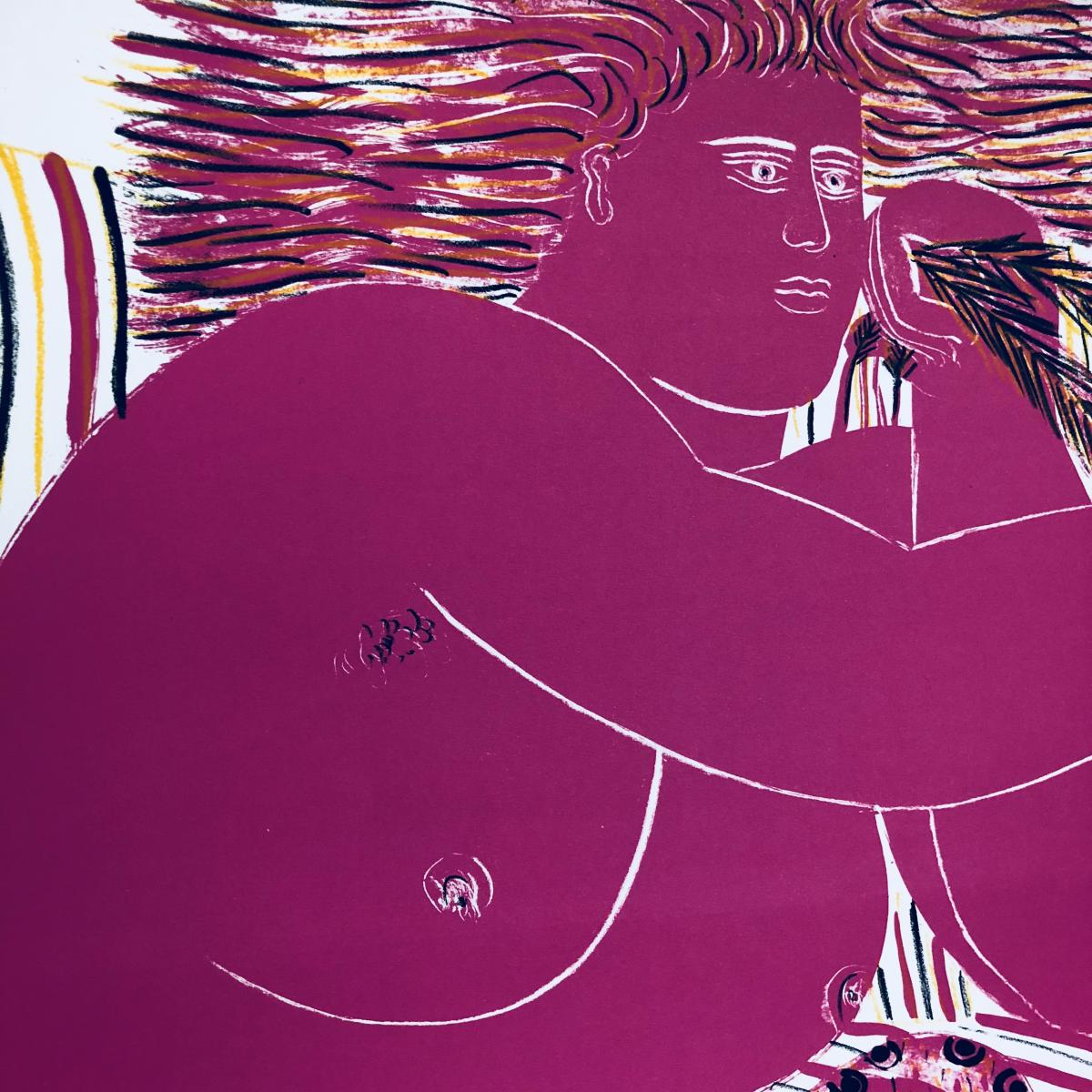 Alecos Fassianos Big Original Serigraph 1982 Greek Artist Perfect Condition -photo-4