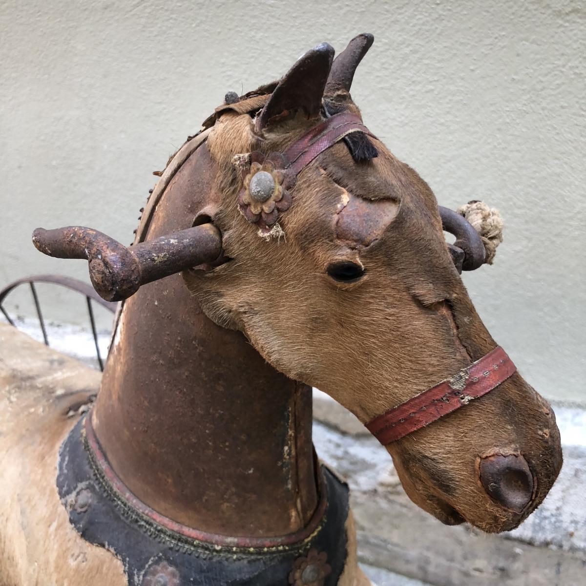 Tricycle Horse Nineteenth Decorative Toy Child Wooden And Metal Bike 19th-photo-8