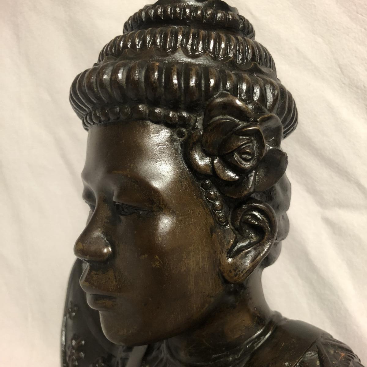 Grand Bronze Vietnam Indochine 45 Cm Late Nineteenth Early Twentieth-photo-1